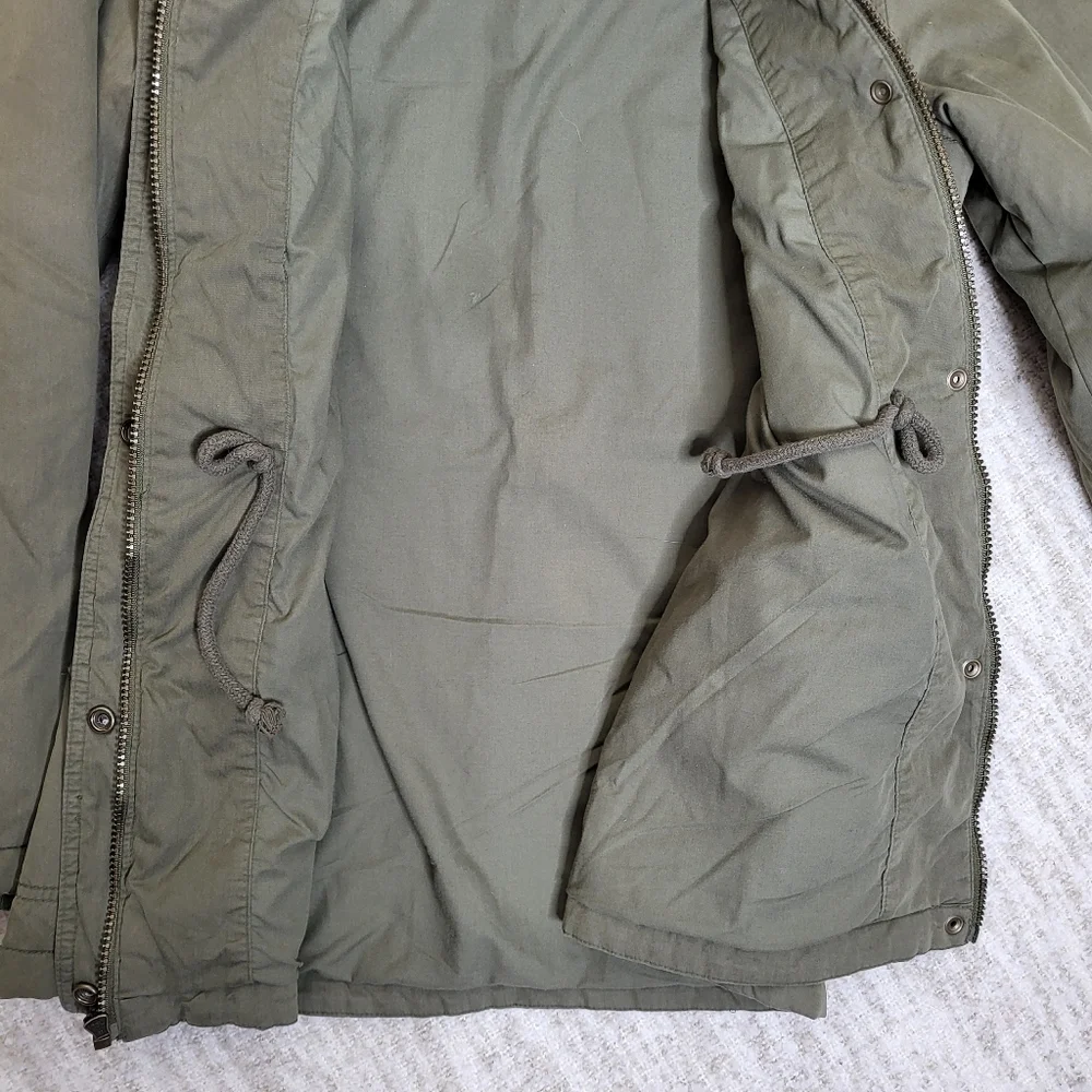 Khaki Cinched Waist Parka Jacket - Picture 9 of 11